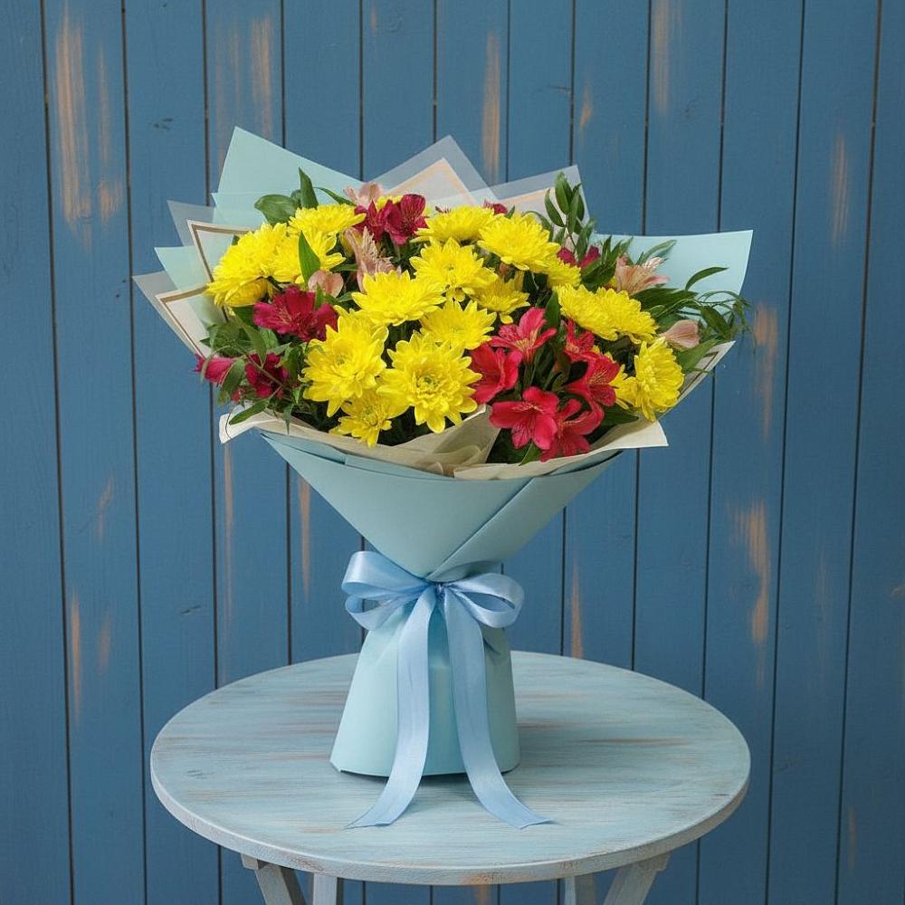Букет цветов из: Альстромерии и Хризантемы в Ольховке