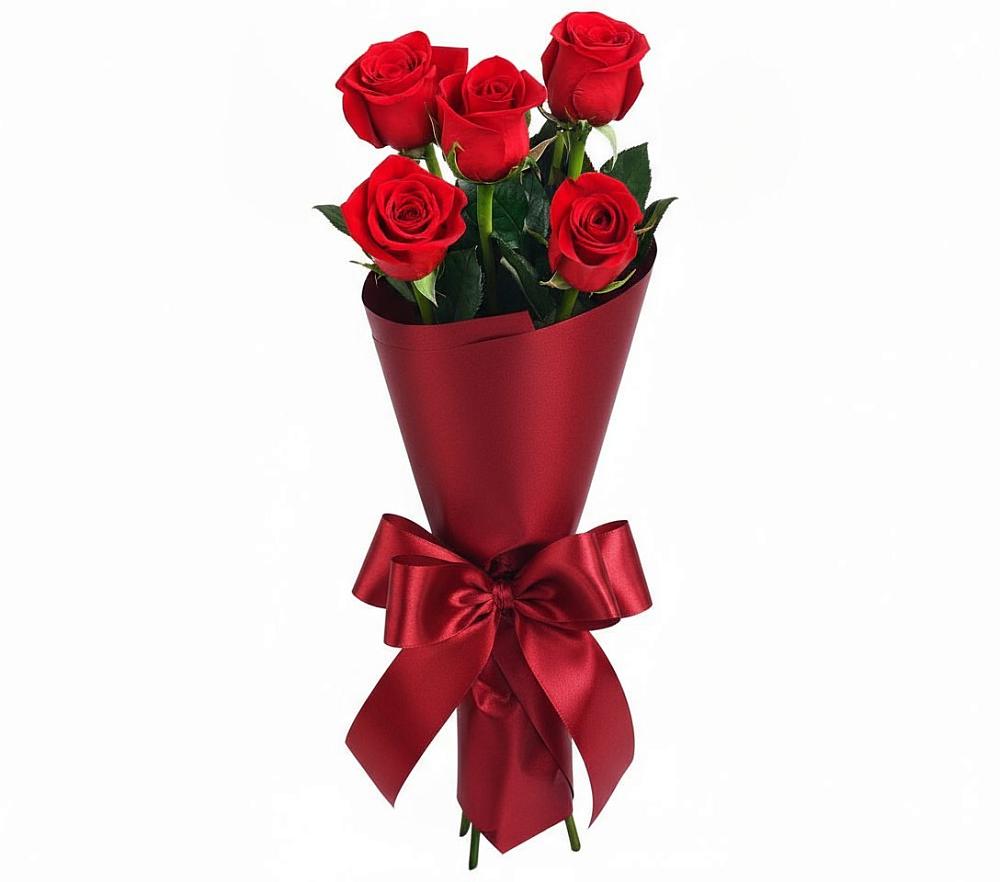 Букет 5 Красных роз Эдлесс Лав в Ольховке