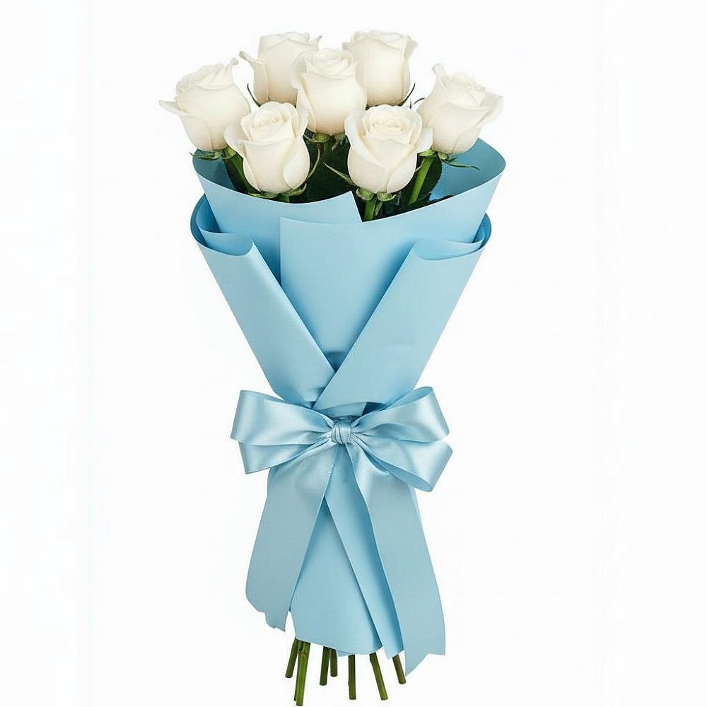 Букет 7 белых роз Проуд в Ольховке