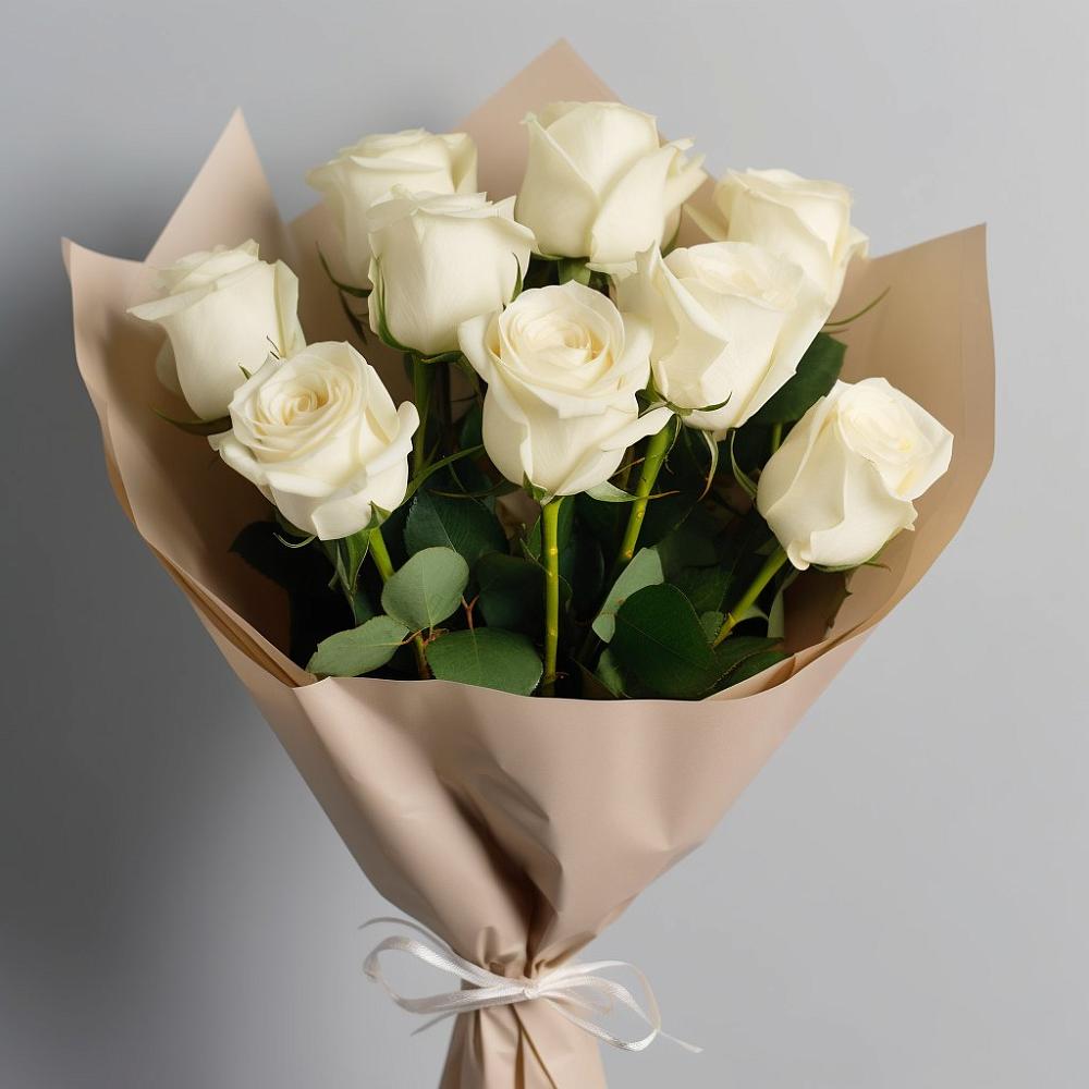 Букет 9 Белых роз Эдлесс Лав в Ольховке