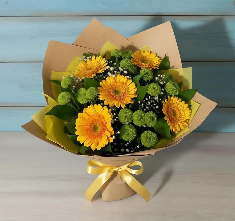 Букет цветов из: Герберы и Хризантемы в Ольховке