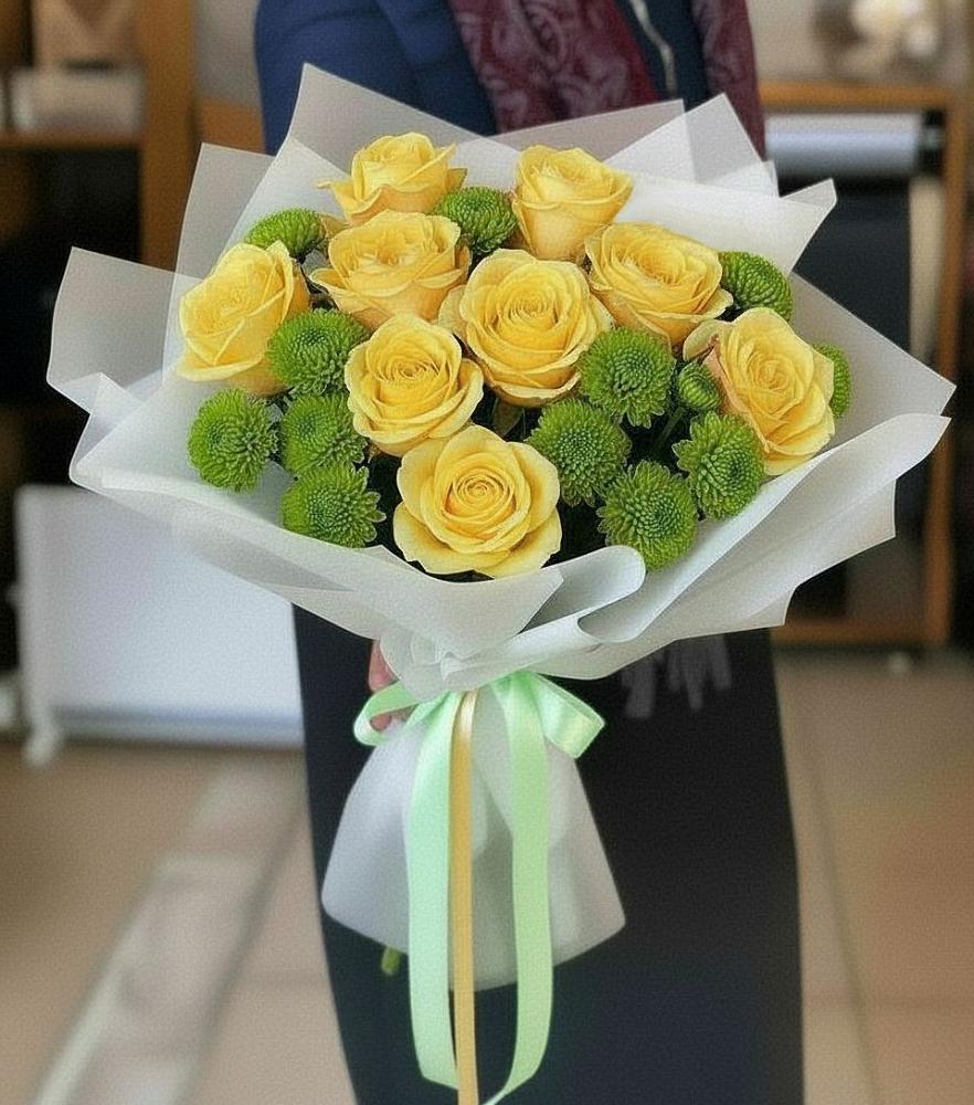 Букет цветов из: Хризантемы и Розы в Ольховке