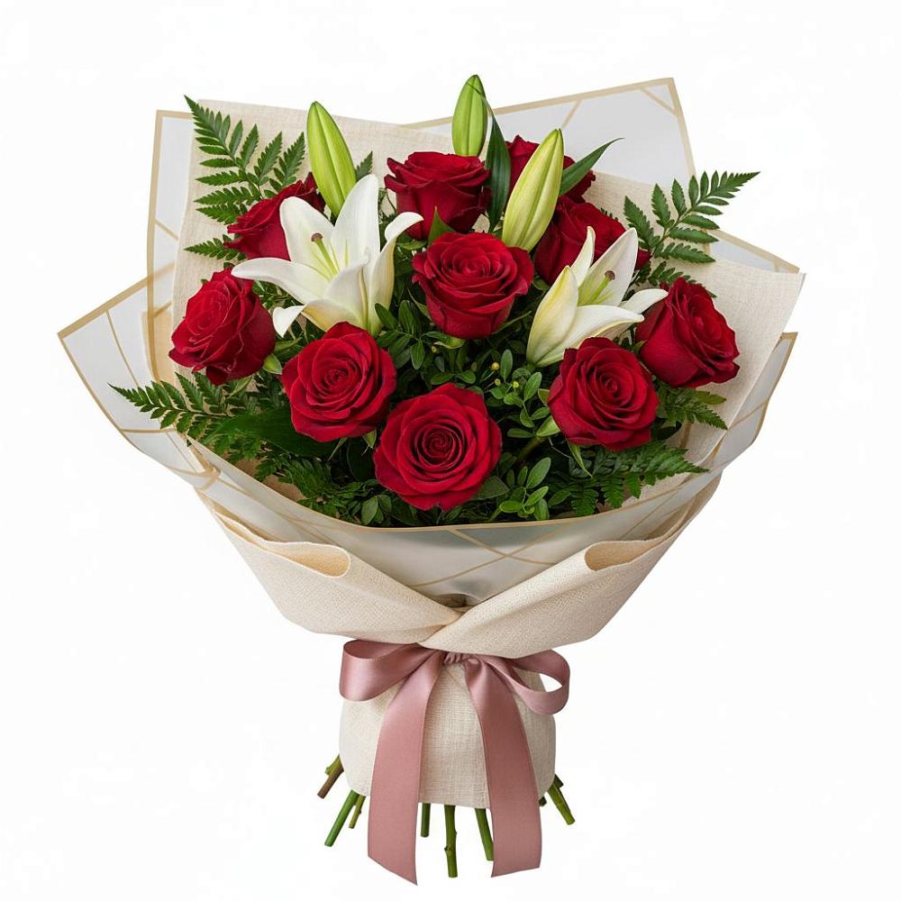 Букет цветов из: Лилии и Розы в Ольховке