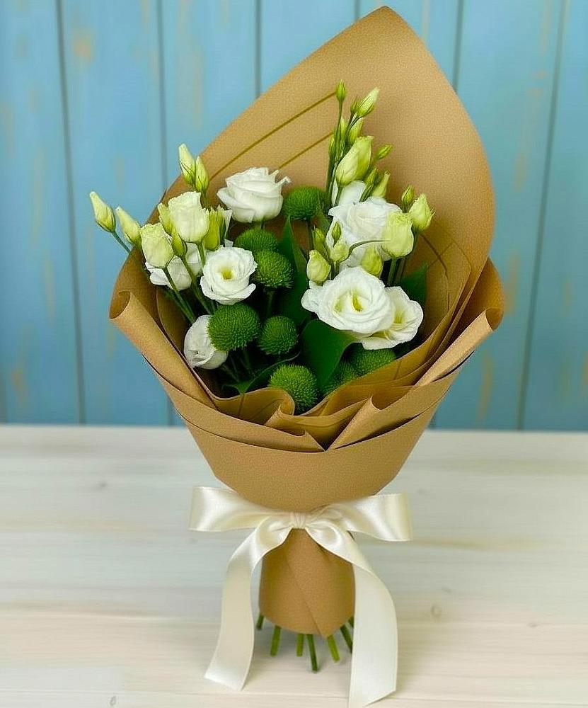 Букет цветов из: Хризантемы и Лизиантусы в Ольховке