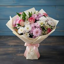 Букет цветов из:  Хризантемы, Альстромерии и Розы в Ольховке