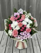 Букет цветов из:  Альстромерии, Гвоздики, Розы и Хризантемы #REPLACE_PRED# Ольховке