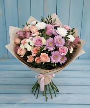 Букет цветов из:  Хризантемы, Розы и Альстромерии в Ольховке