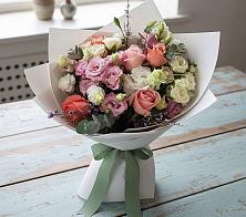 Букет цветов из:  Розы, Лизиантусы и Гвоздики #REPLACE_PRED# Ольховке