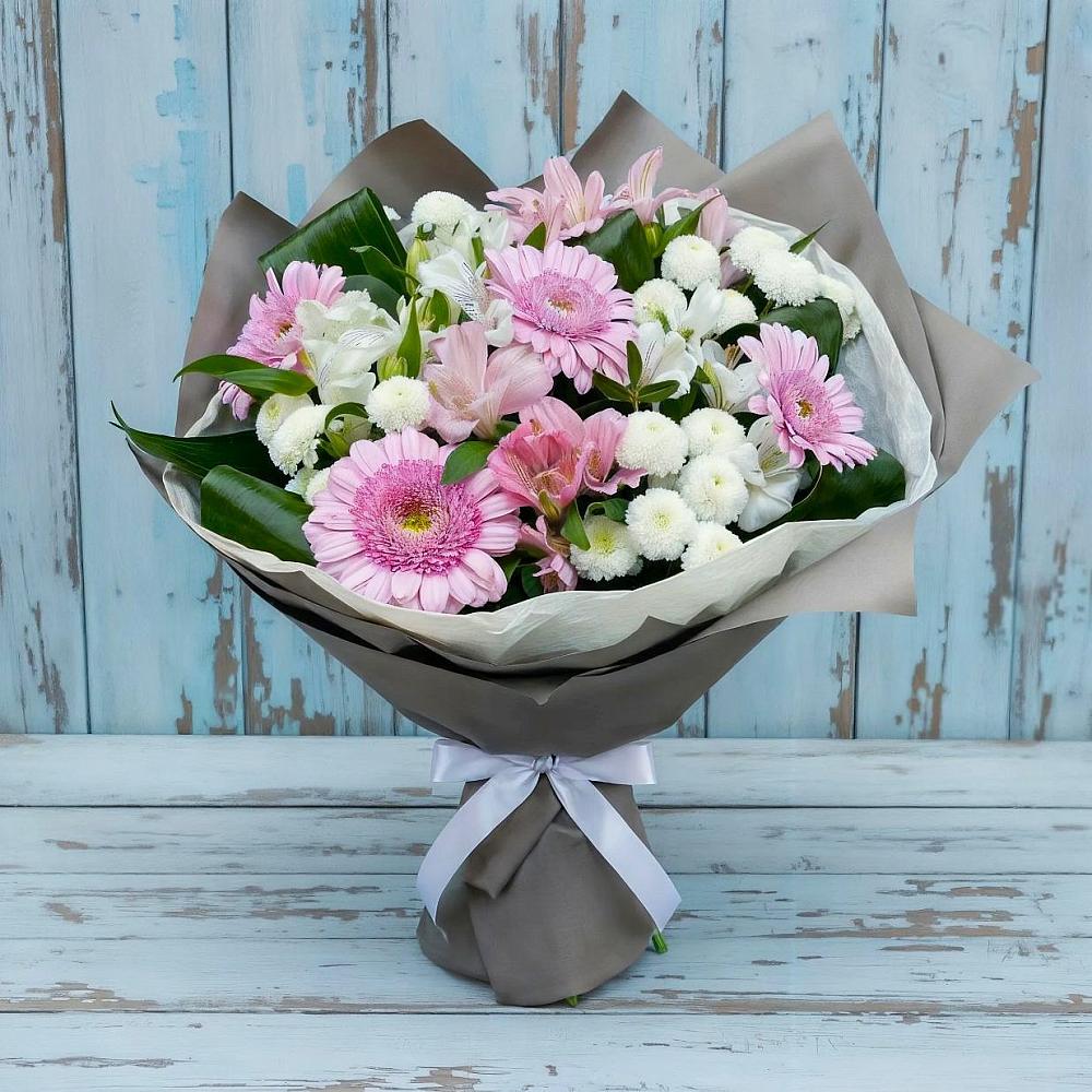 Букет цветов из: Герберы, Альстромерии и Хризантемы в Ольховке