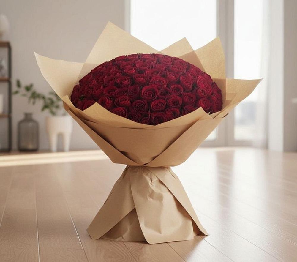 Букет 101 Красная роза в Ольховке